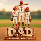 Personalized Baseball Dad Wooden Plaque, We Caught The Best Dad Sign | Custom Birthday Gift from Kids, Baseball Family Name Keepsake, Soft Ball Papa Wood Plaques 2026