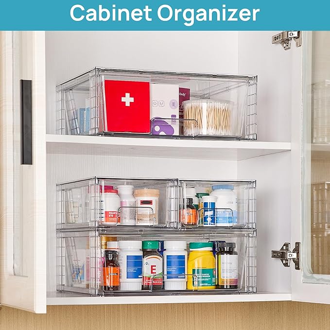Vtopmart Clear Stackable Storage Drawers Set of 6, Easily Assemble Acrylic - Image 6