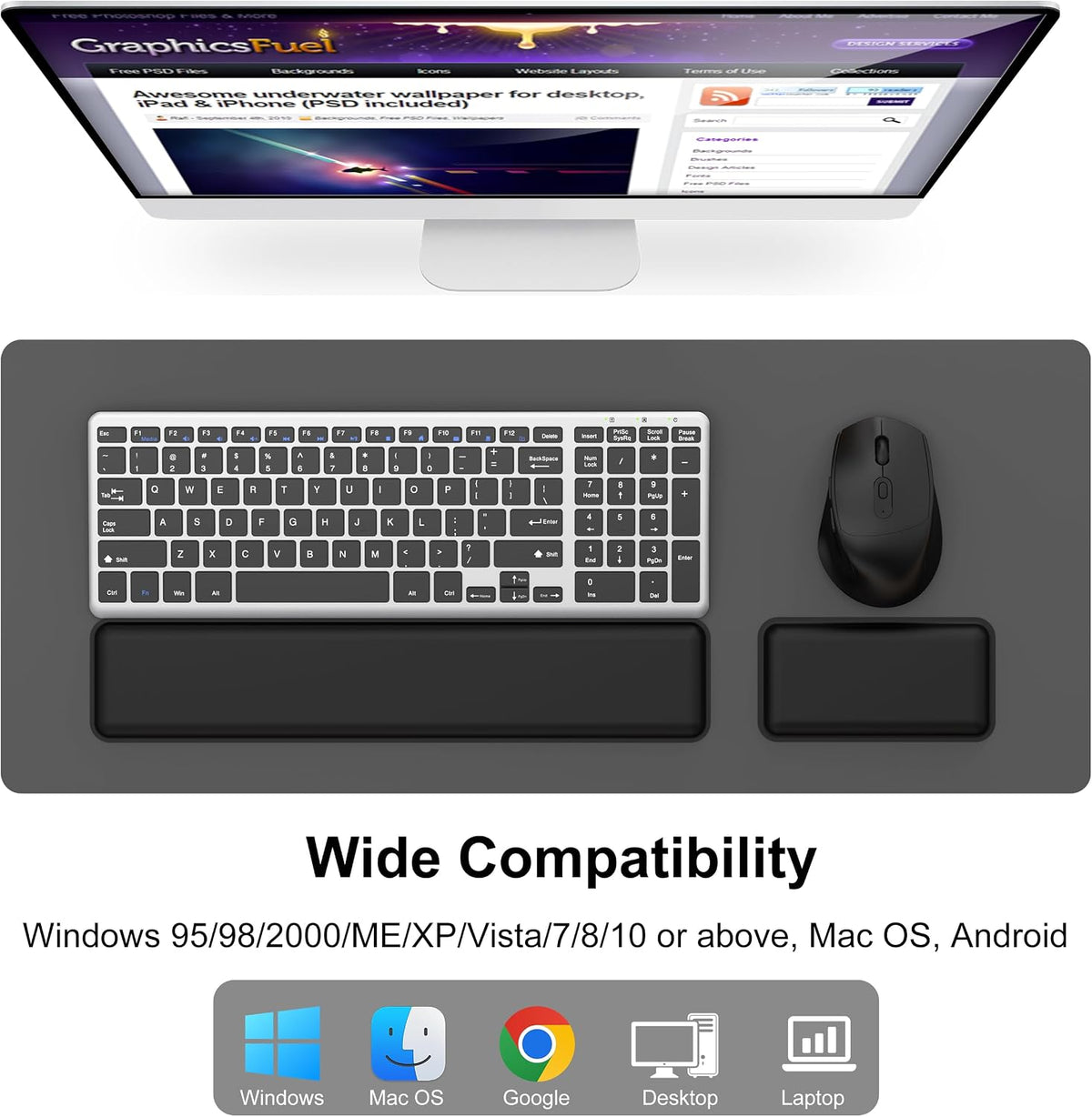 Ultra Slim Quiet Silent Wireless Keyboard and Mouse Combo with Magnetic Wrist...
