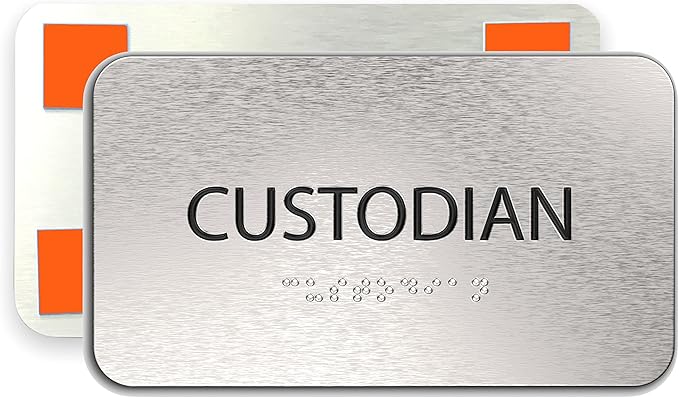 ADASigns Custodian Closet Sign 7" W x 4" H Durable Brushed Aluminum by ADASigns