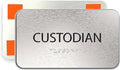 ADASigns Custodian Closet Sign 7" W x 4" H Durable Brushed Aluminum by ADASigns