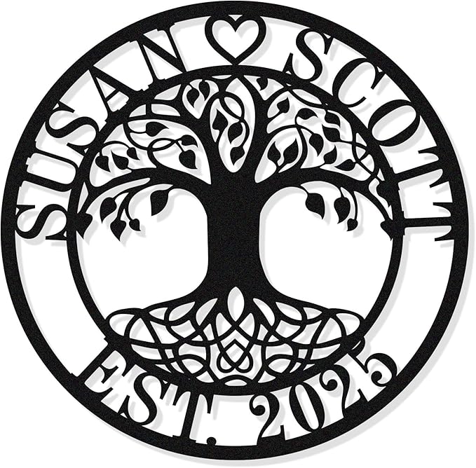 Personalized Tree of Life Metal Wall Art | Custom Monogram Family Last Name by HYTSIGN