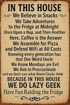 Vintage Funny Metal Tin Sign In This House We Do Geek Magic 8x12 Inches Poster by SKYOCEAN