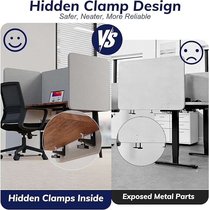 KERRAM Desk Privacy Panel 24 x 24 Inch, Sound Absorbing & Proof Desk Divider - Image 3