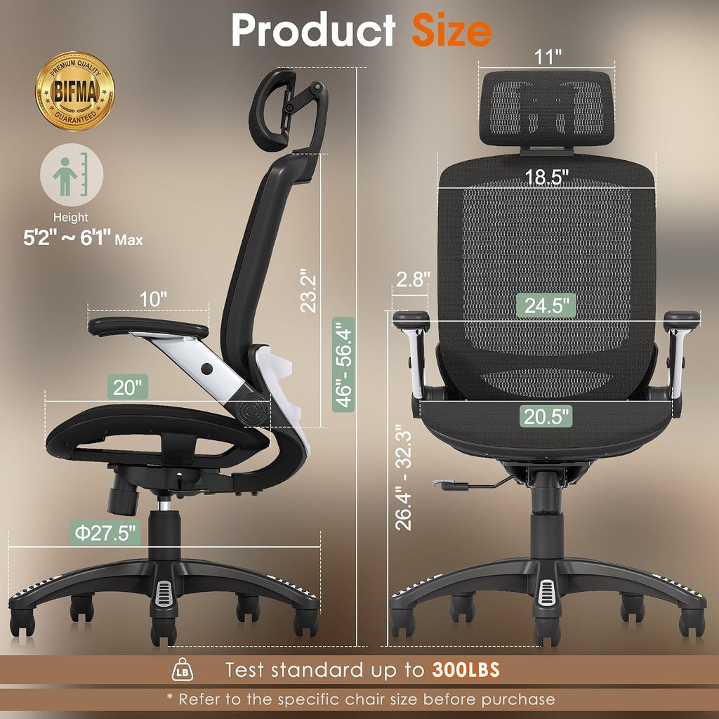 gabrylly ergonomic office chair, high back home desk shown in use