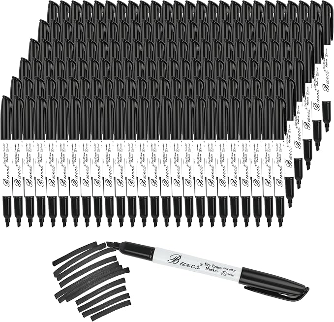 Buecs Black Dry Erase Markers, Chisel tip, Dry-Erase Boards, School Office by Buecs