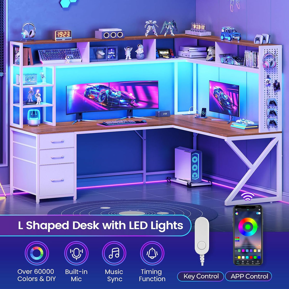 SEDETA L Shaped Office Desk, Convertible 94.5" Computer Desk with Drawers