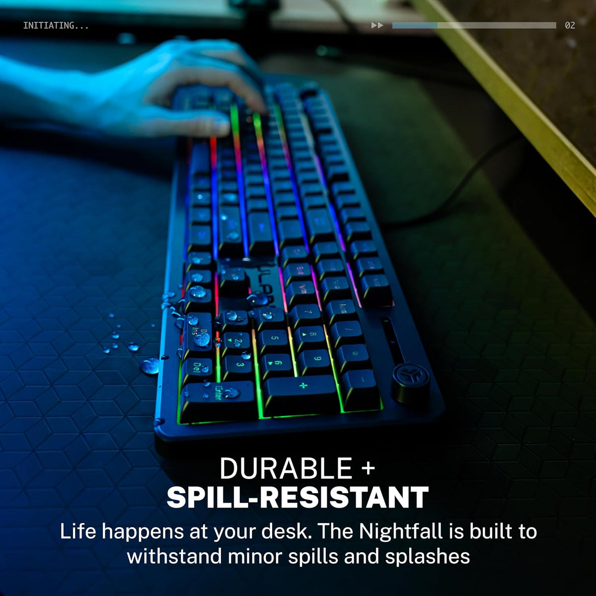 JLab Nightfall Gaming Keyboard, Wired, RGB, 104 Keys, Black