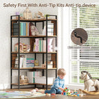 5 Tier Corner Bookshelf, Reversible Corner Shelf, Industrial Wooden Display - Image 5