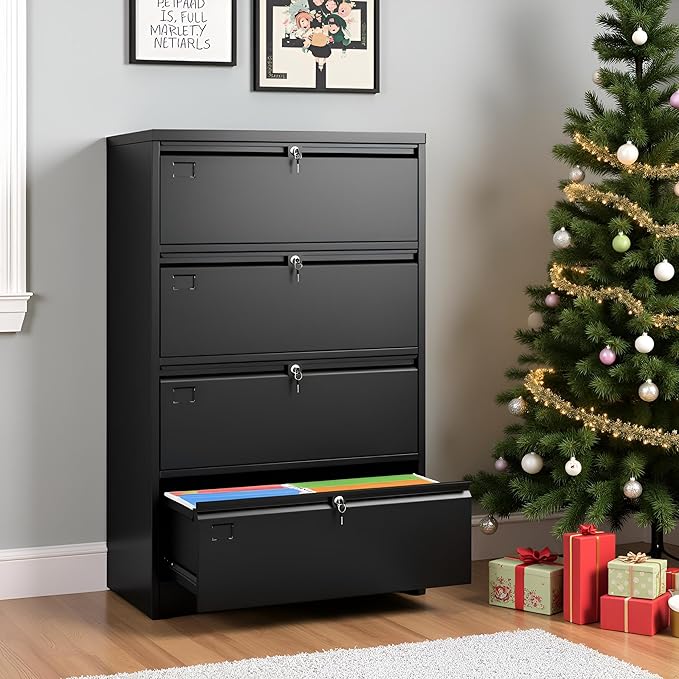 SUXXAN 4 Drawer File Cabinet, Lateral Filing Cabinet - Image 2