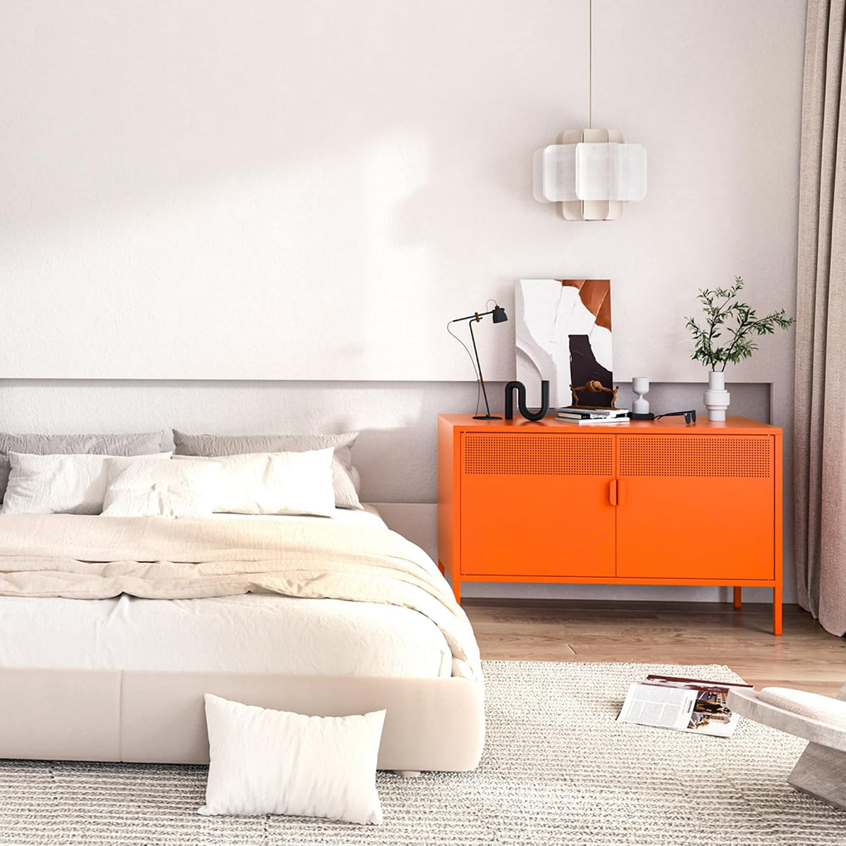 washsemba 2 door accent cabinet,orange metal storage cabinet, package contents