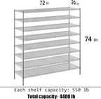 Regal Altair 24" Deep x 72" Wide x 74" Height Wire Shelving Kit | 8-Tier | NSF - Image 3