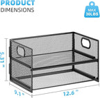 Marbrasse 2 Tier Paper Organizer Letter Tray, Mesh File Organizer - Image 5