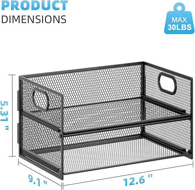 Marbrasse 2 Tier Paper Organizer Letter Tray, Mesh File Organizer - Image 5