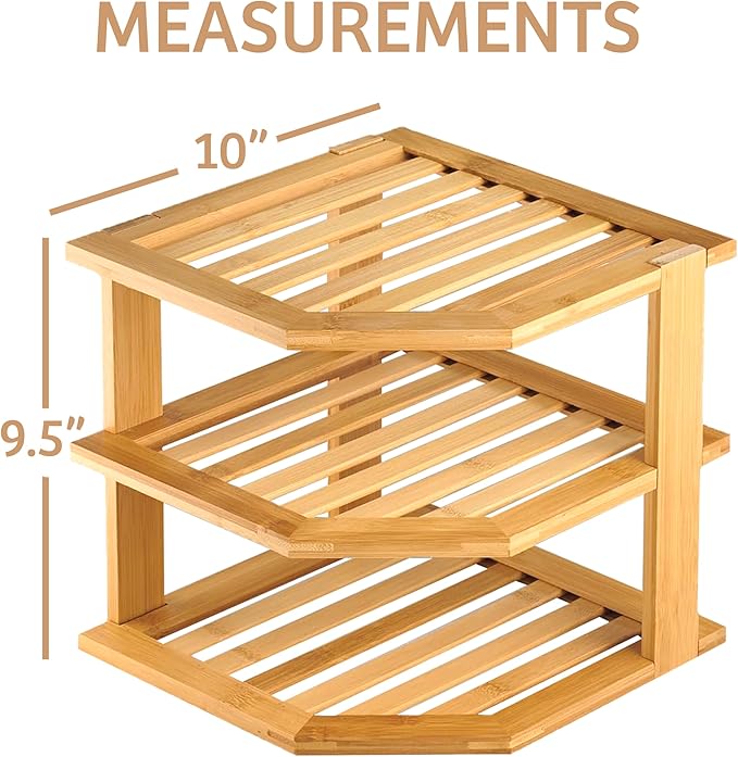 RoyalHouse Bamboo 3-Tier Corner Shelf Organizer - Image 3