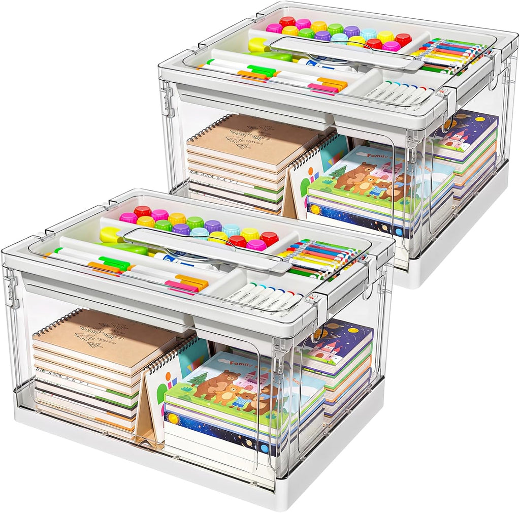 24qt 2packs clear craft organizers and storage with shown in use