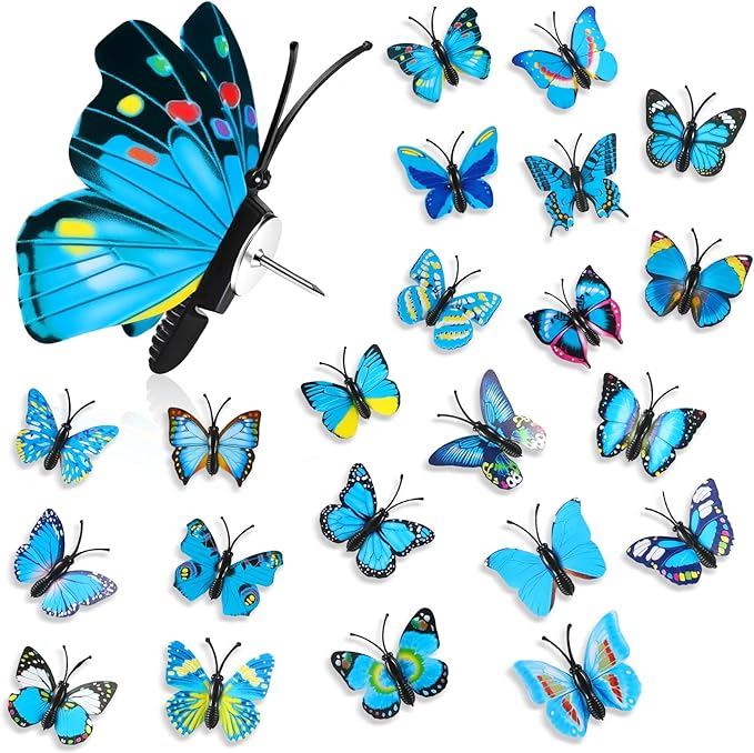 50Packs Butterfly Decorative Push Pins Blue Thumbtacks Cute Thumb Tacks Pushpins by GOOZADA