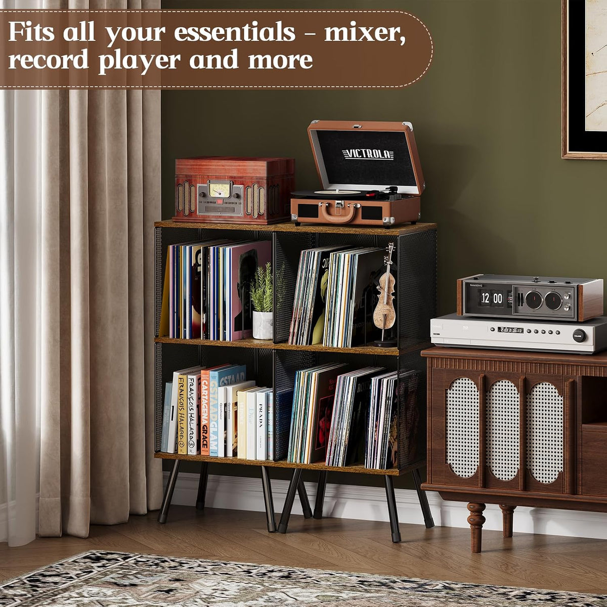 X-cosrack 3-Tier Record Player Stand, Turntable Stand with Storage up to 200 ...