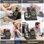 TopMade Wireless Charger Nightstand Organizer, Leather Desktop Organizers - Image 6