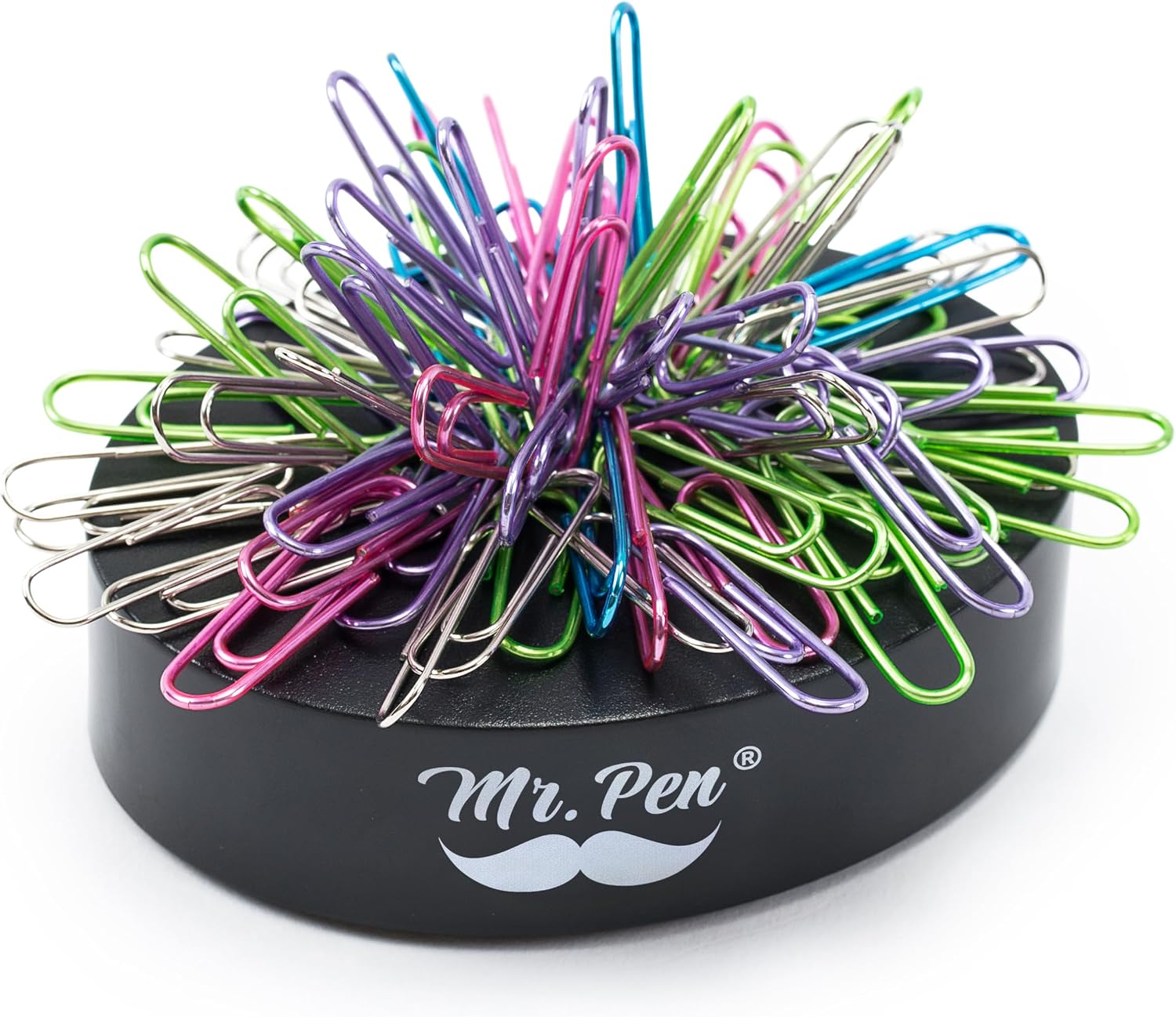 Mr. Pen- Magnetic Desk Toy With Colored and Silver Paper Clips (100 Pieces), Desk Toys, Desk Decor, Desk Accessories, Paperweight, Cute Office Supplies, Paper Clips Holder, Paper Clip Dispenser | Paperclip Holders for Desk, Paper Clip Dispenser, Paper