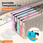 Extra Capacity Plastic Hanging File Folders, 12 Pack Reinforced Expanding Hang - Image 5