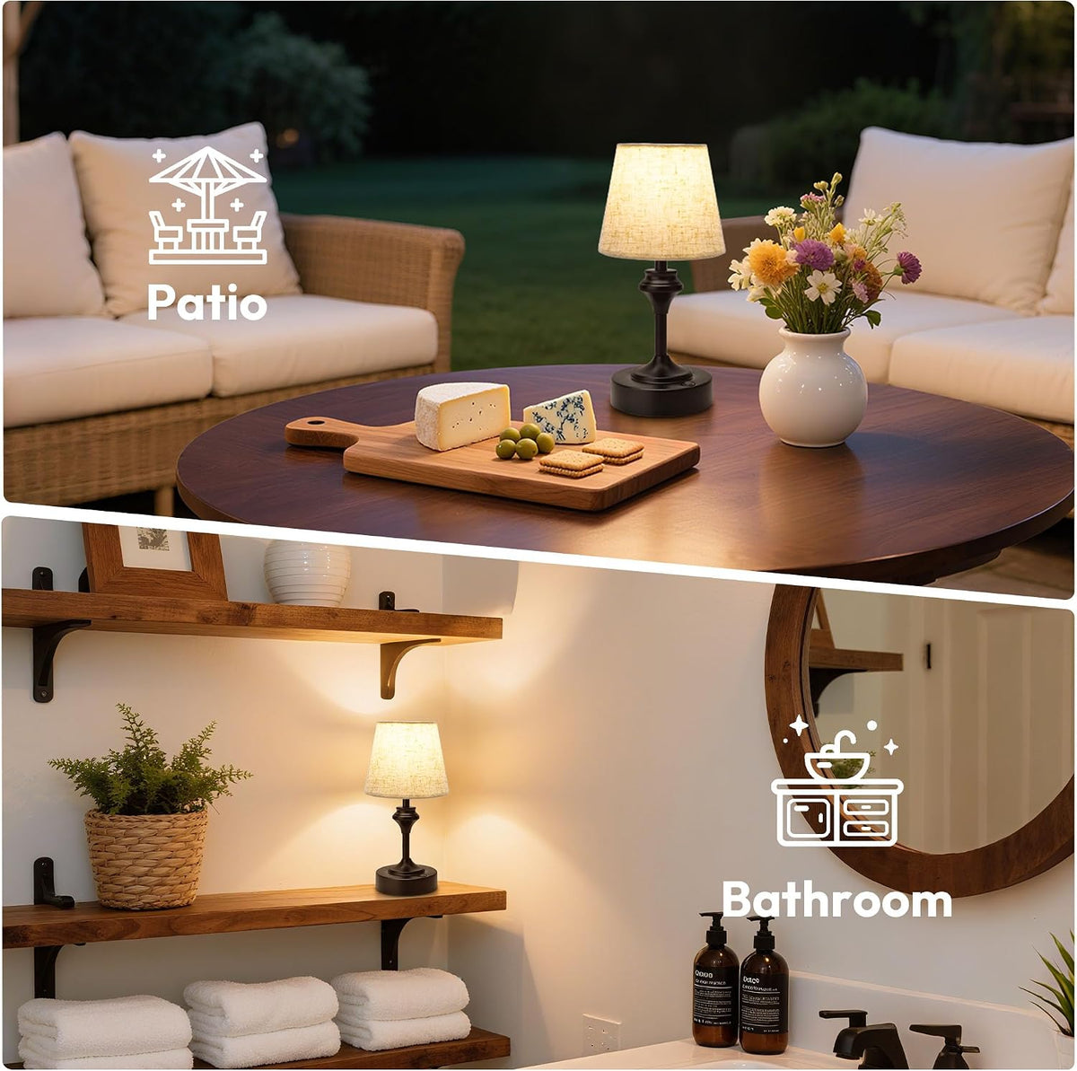 NIORSUN Portables Cordless Table Lamp, 10.2" Battery Operated Lamp, Beds...