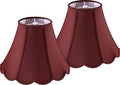 GOSO Scallop Burgundy Lamp Shades Set of 2 Medium Red, Bell Lamp Shade