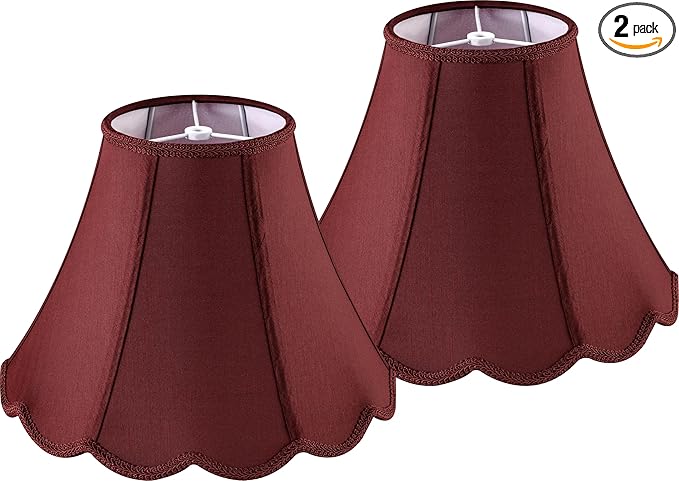 GOSO Scallop Burgundy Lamp Shades Set of 2 Medium Red, Bell Lamp Shade by GOSO