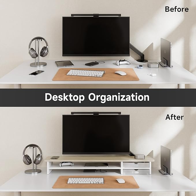 Fenge Monitor Stand, Dual Monitor Riser, 42.5inch Large Desk Computer Monitor - Image 6