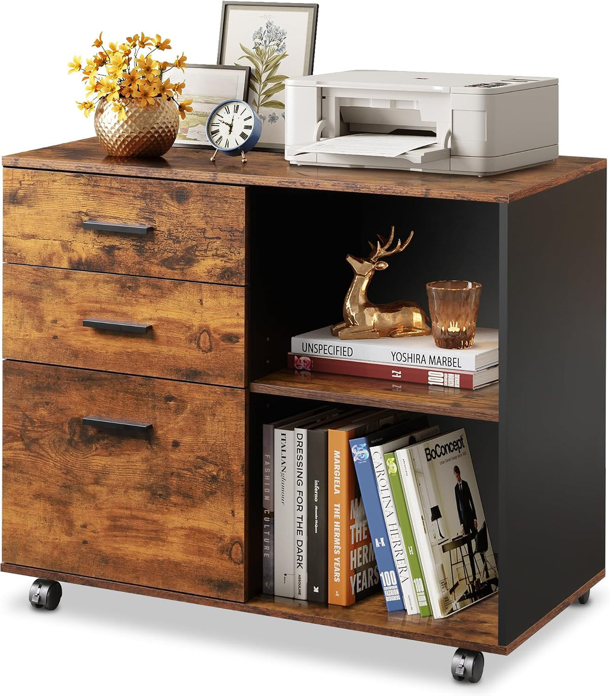 devaise 3-drawer mobile file cabinet, lateral filing cabinet, main product view