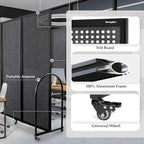 Folding Room Partition, Freestanding Privacy Divider, Portable Office Divider - Image 4