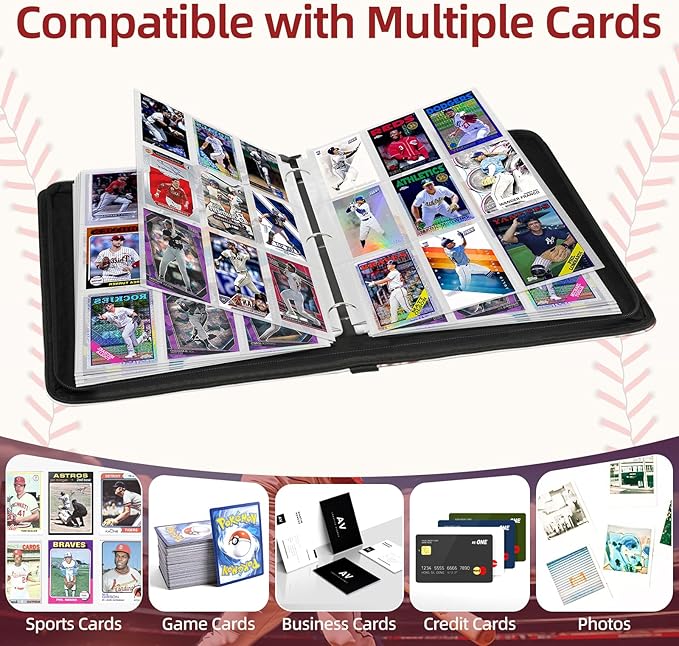 1080 Pockets Baseball Card Binder 9 Pocket, Trading Card Binder - Image 6