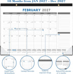 2027 Desk Calendar - 12 Months Calendar from January 2027 to December 2027 | 12 Months Calendar Pad with Black Corner Protectors, 17" x 12", Large Ruled Blocks, Large Office Desk Top Calendar