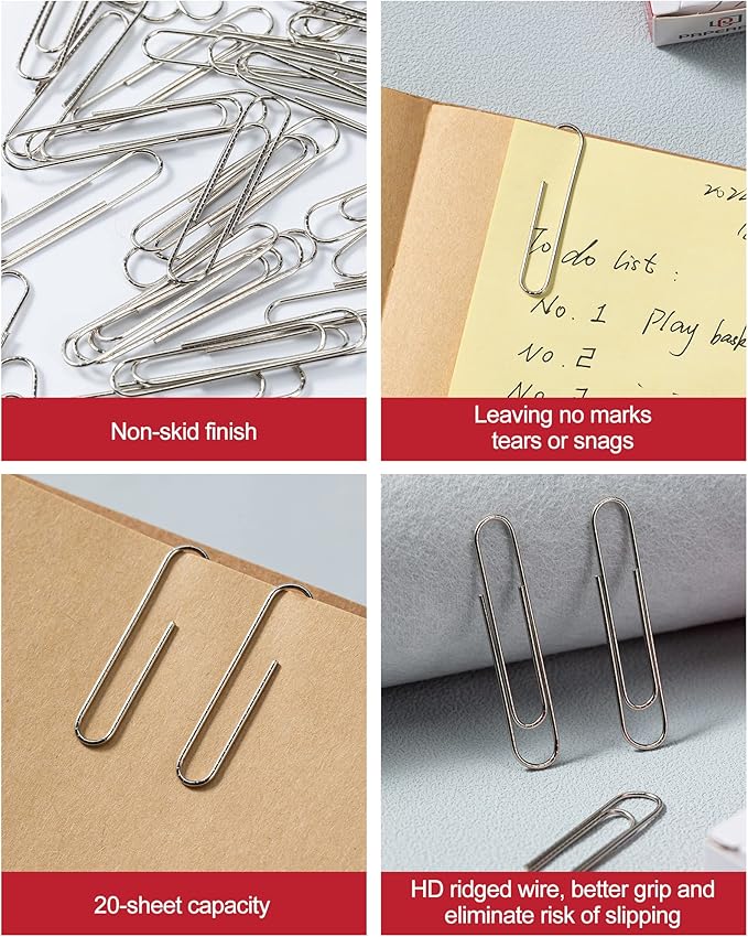 PAPERPAL Paperclips for Office School & Personal Use, Jumbo Nonskid Paper Clip - Image 4