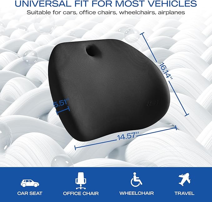 Skechers Lumbar Support Pillow for Office Chair, Memory Foam Lumbar Pillow - Image 4