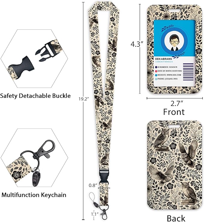 Giancomics Floral Owls Lanyards - Image 4