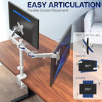 VIVO Dual Monitor Desk Mount, Heavy Duty Fully Adjustable Steel Stand, Holds 2 - Image 3