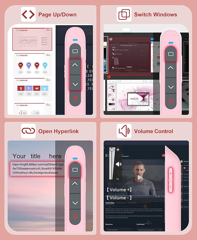 Presentation Clicker Rechargeable Pink Wireless Presentation Remote Presenter - Image 4