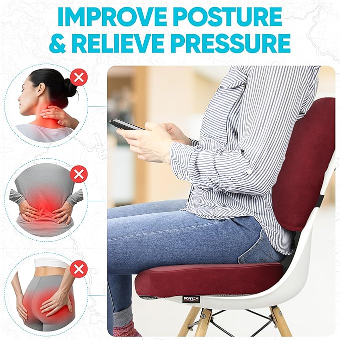 FORTEM Seat Cushion, Office Chair Cushion, Lumbar Support Pillow - Image 5