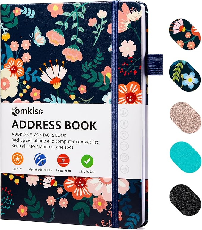 Comkiso Address Book with Individual Alphabetical Tabs Laminated, Large Print by Comkiso