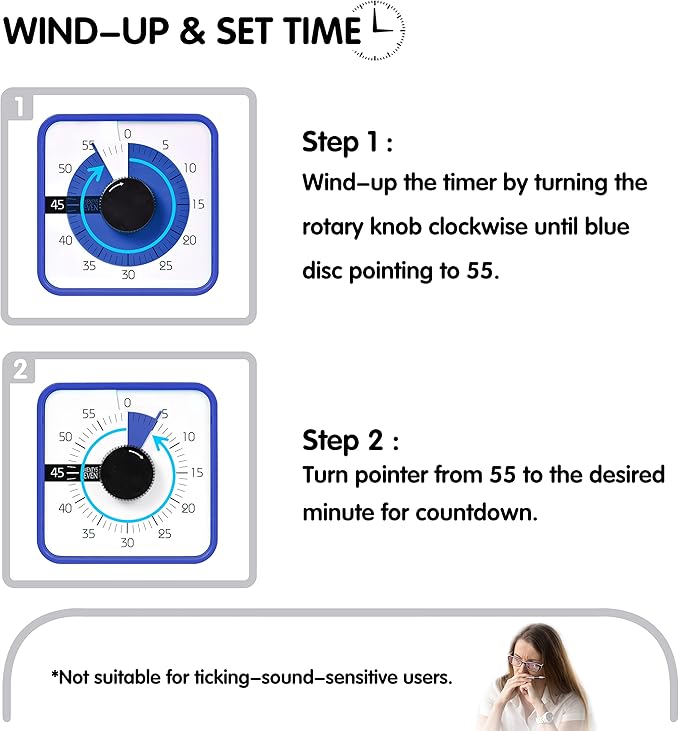 TWENTY5 SEVEN Countdown Timer 7.5 inch; 60 Minute 1 Hour Visual Timer – - Image 3