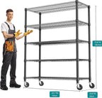 M MZG 5 Tiers Shelf 3300 lbs Steel Storage Shelving Utility Shelving Unit Steel - Image 3