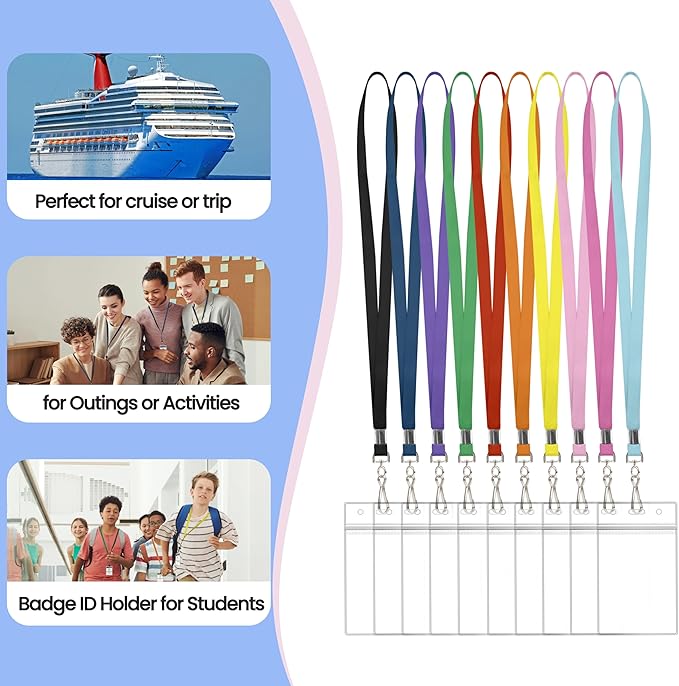 30 Pcs Lanyards for ID Badges, Waterproof Lanyard Card Holder for Carnival Sail - Image 7