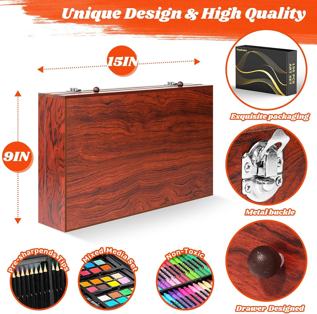 hapikalor 156-pack art kit drawing set with 2, package contents