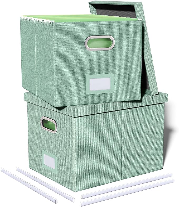 2 Pack File Storage Organizer, Filing Box, Portable File Box by Oterri