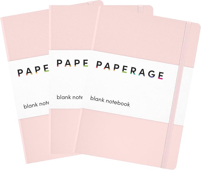 PAPERAGE Lined Journal Notebook, 3 Pack, 160 Pages, Medium 5.6 in x 8 in by PAPERAGE