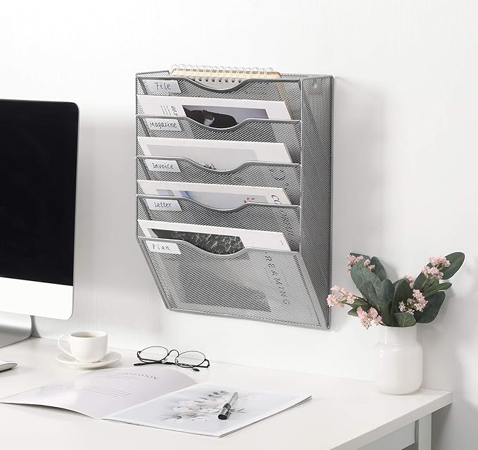 EasyPAG Hanging Wall File Organizer, 5 Pocket Wall Mounted Mail Organizer - Image 6