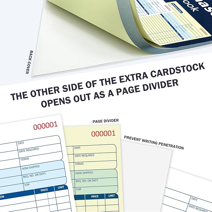 100 Sets Purchase Order Book 5-9/16 x 8-7/16 Inches 2 Part Carbonless Copy - Image 5