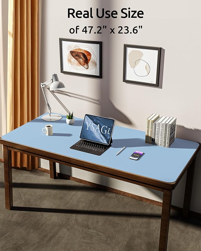 YSAGi Leather Desk Protector, Office Mat, Large Mouse Mat, Non-Slip PU Leather - Image 4