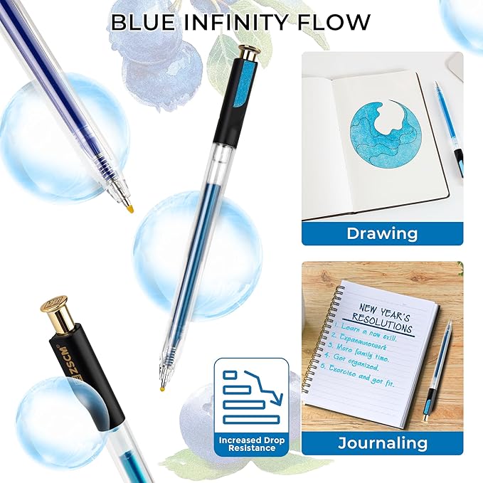 ZSCM Retractable Glitter Gel Pens, 12 Colors Large Capacity Blue Glitter - Image 5